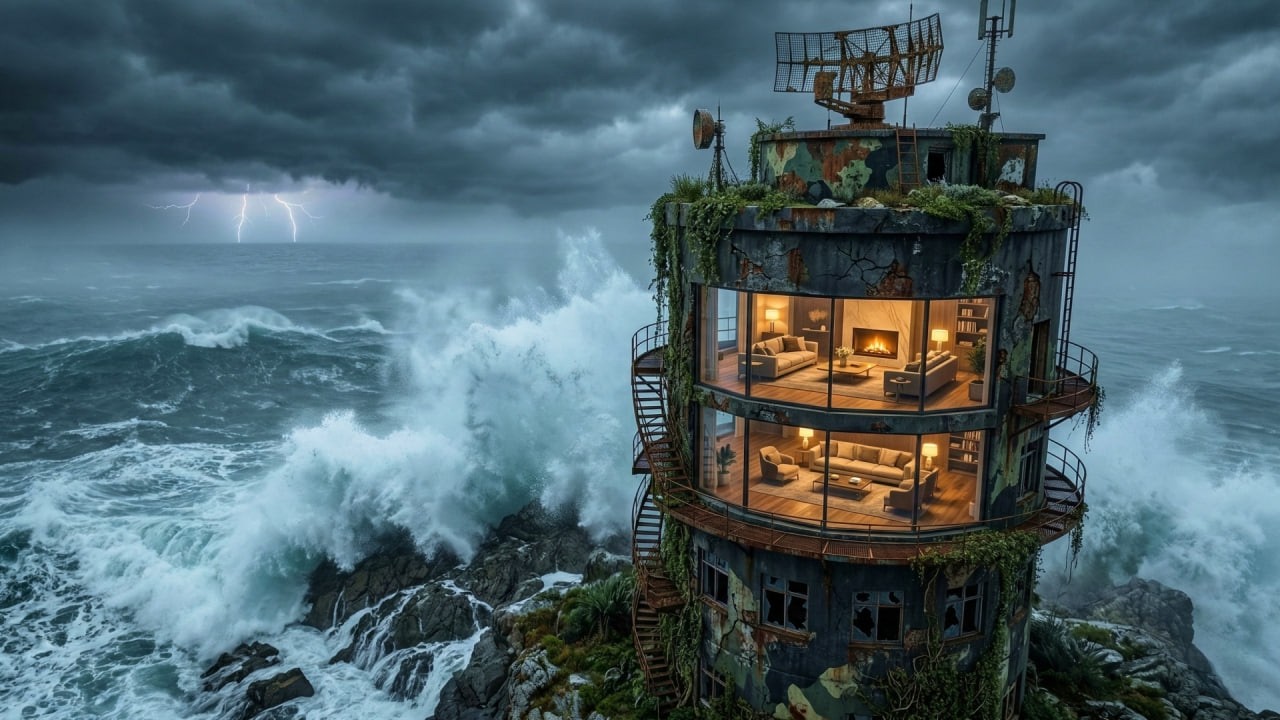 I Turned an Abandoned Ocean Watchtower Into a Hidden Luxury House (ASMR)