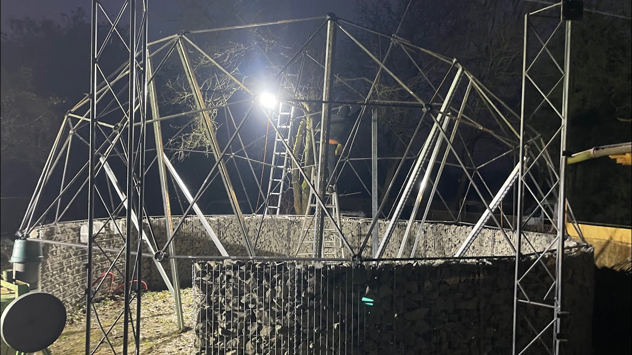 Geodesic Dome Built with Gabion Walls | Revolutionary Architecture #geodesicdome #gabion #yurt 