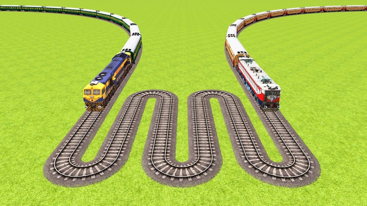 TWO POWERFUL TRAINS VS VERY COMPLICATED TURNS LIKE A SNAKE RAILROAD ▶️ Train Simulator | CrazyRails