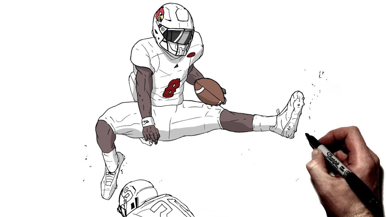 How To Draw Lamar Jackson | Step By Step | Football