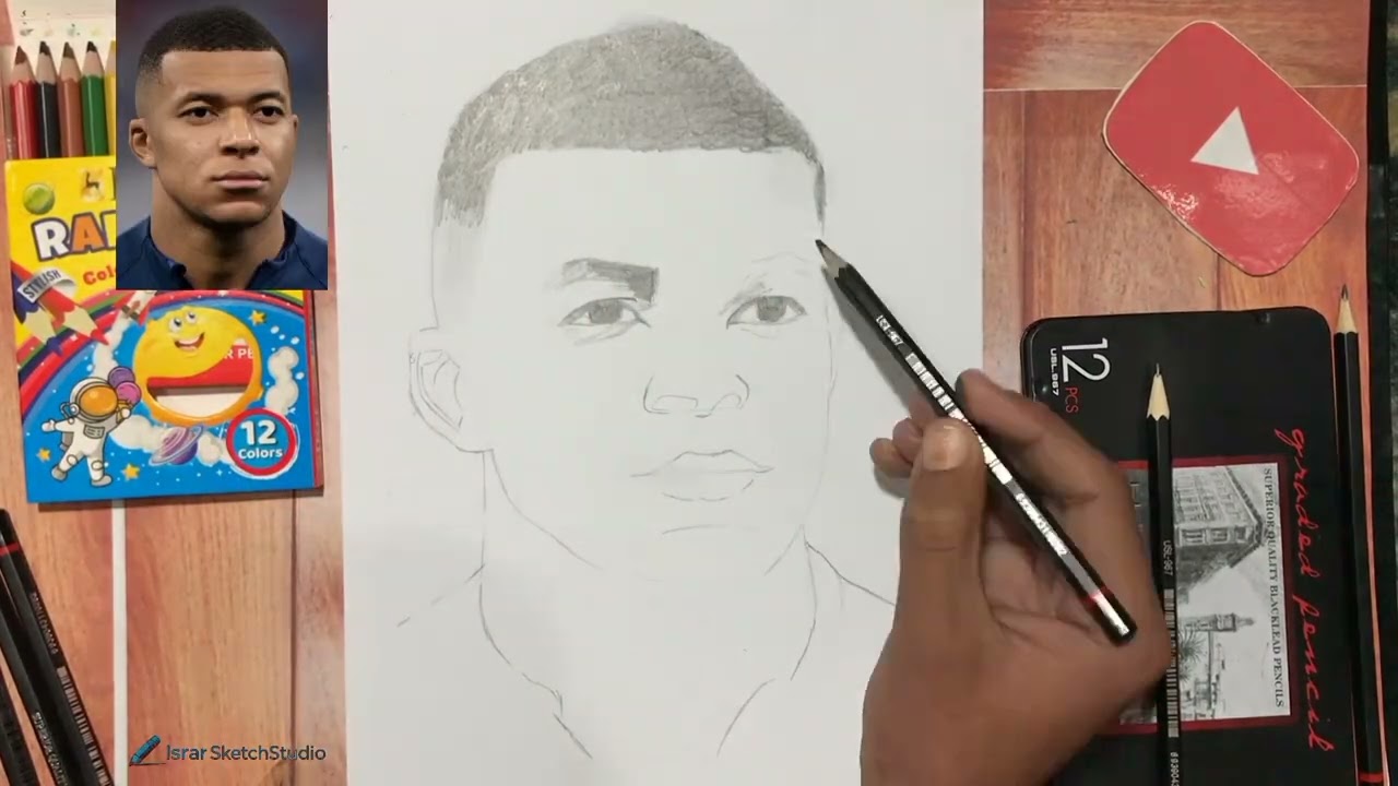 The amazing drawing for m bappe😊 step by step