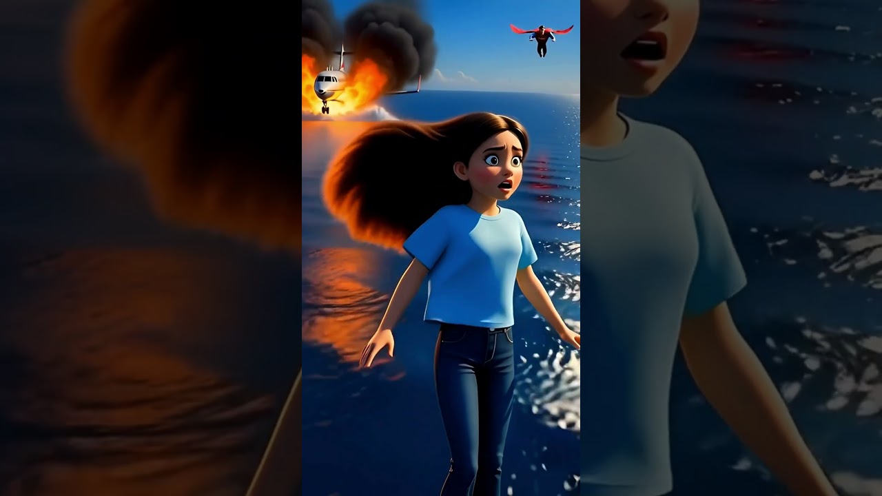 Superman Hero Story | Girl Saved from Plane Crash | Cartoon Superhero Video