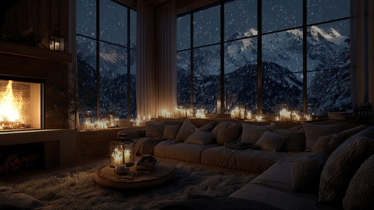 Quiet Snowfall by the Fireplace ❄️ Gentle Piano Ambience for Focus and Calm