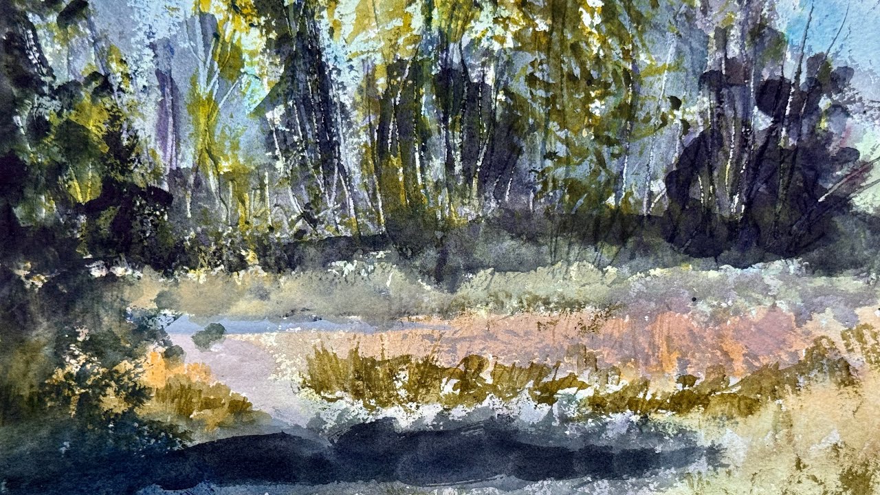 Wetlands East - Watercolor landscape painting