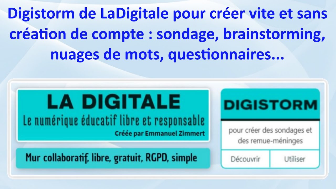 Tuto Digistorm sans création de compte - Sondage, Brainstorming, nuage de mots...