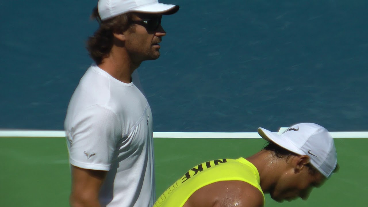 Rafael Nadal training with Fernando Verdasco at US Open 2017. (Full HD/60fps)