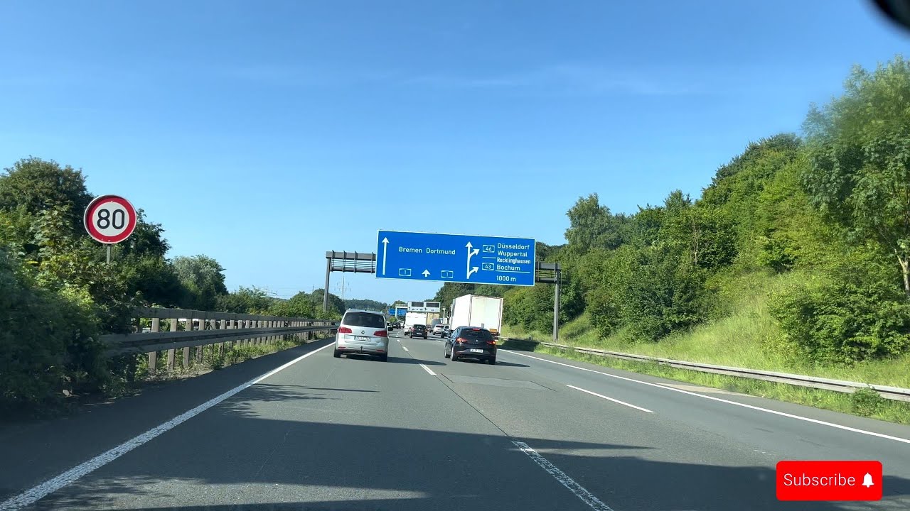 4k Relaxed Driving on the Autobahn A1 from Koln to Dortmund