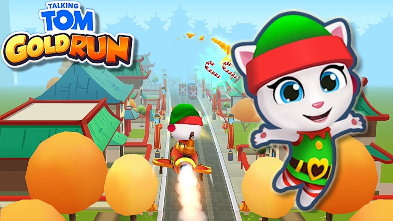 Talking Tom Gold Run Winter Wonders Elf Angela on Snowboard World