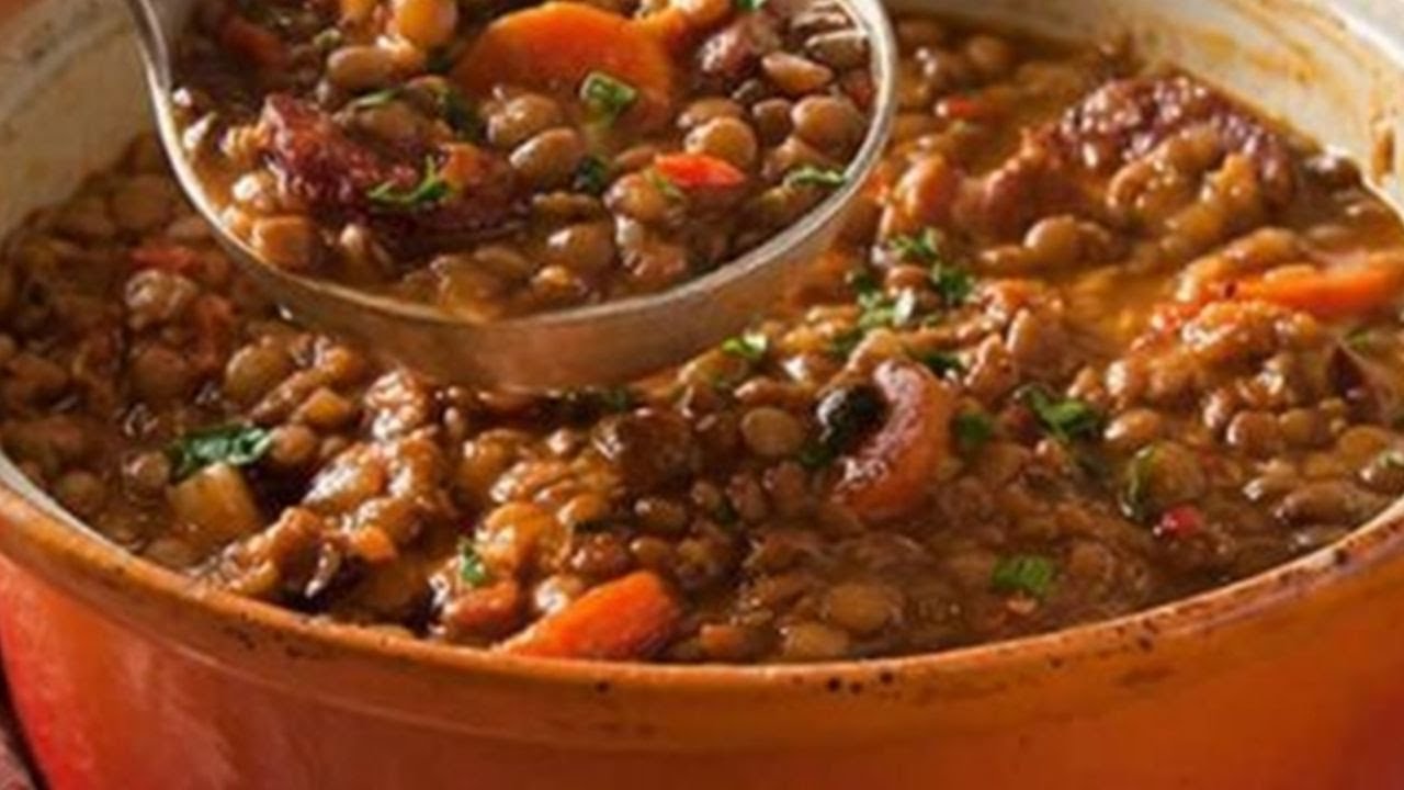 #Guiso de lentejas con chorizo colorado y panceta