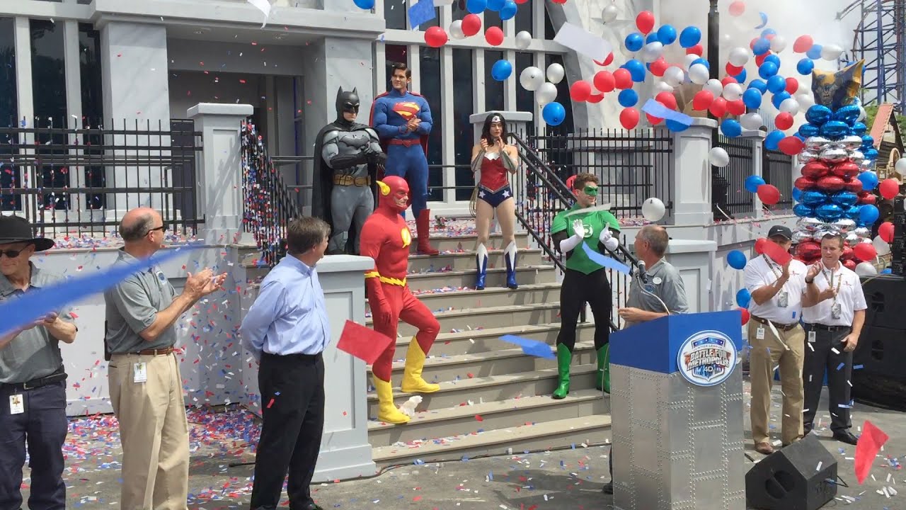 Grand opening of Justice League: Battle for Metropolis at Six Flags Over Texas