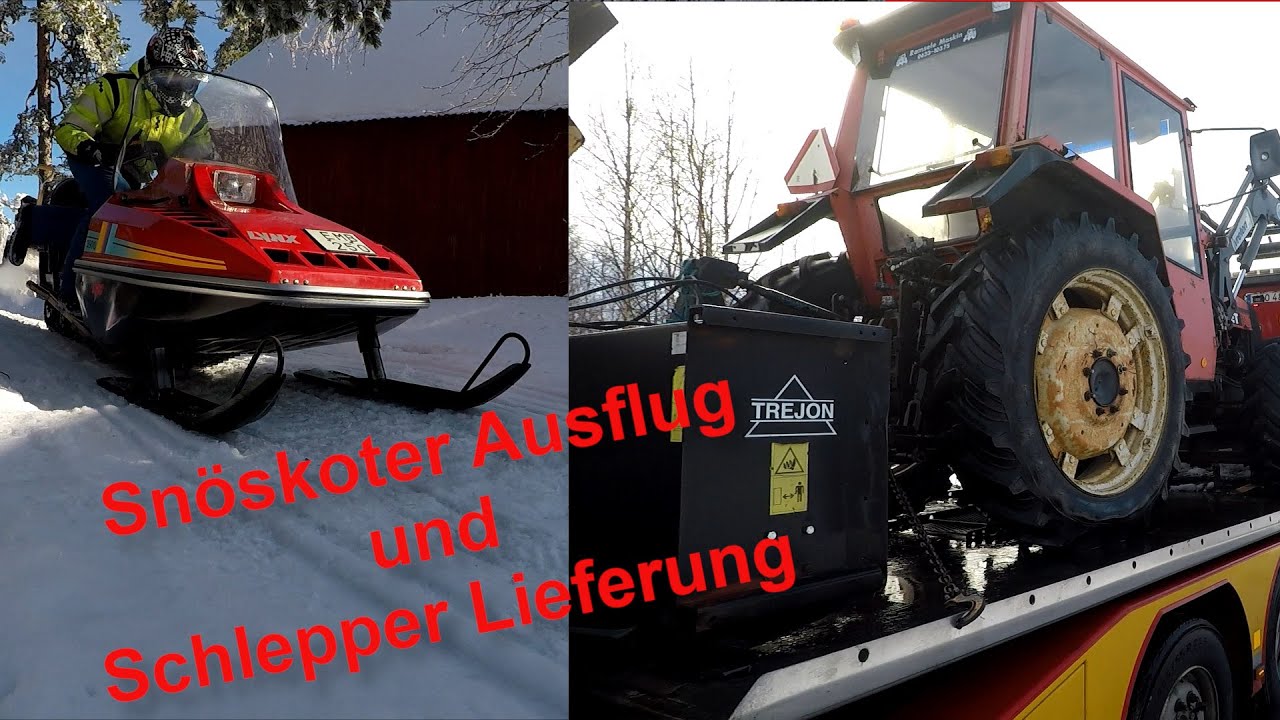 Ausflug mit dem Schneemobil und der Schlepper wird geliefert