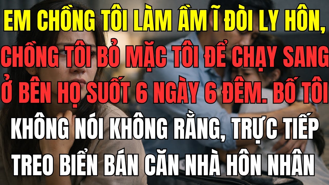 Em chồng tôi làm ầm ĩ đòi ly hôn, chồng tôi bỏ mặc tôi để chạy sang ở bên họ suốt 6 ngày 6 đêm