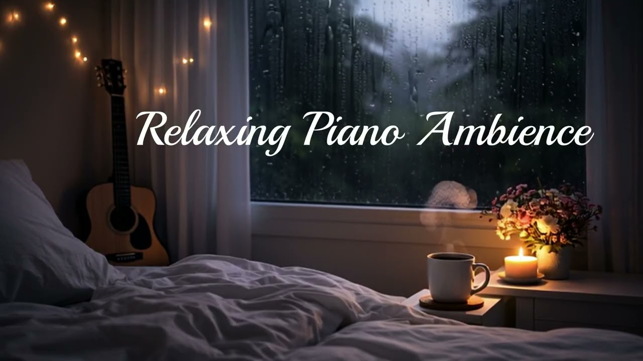 Warm Rainy Evening in White Bedroom 🌙 Relaxing Piano Ambience