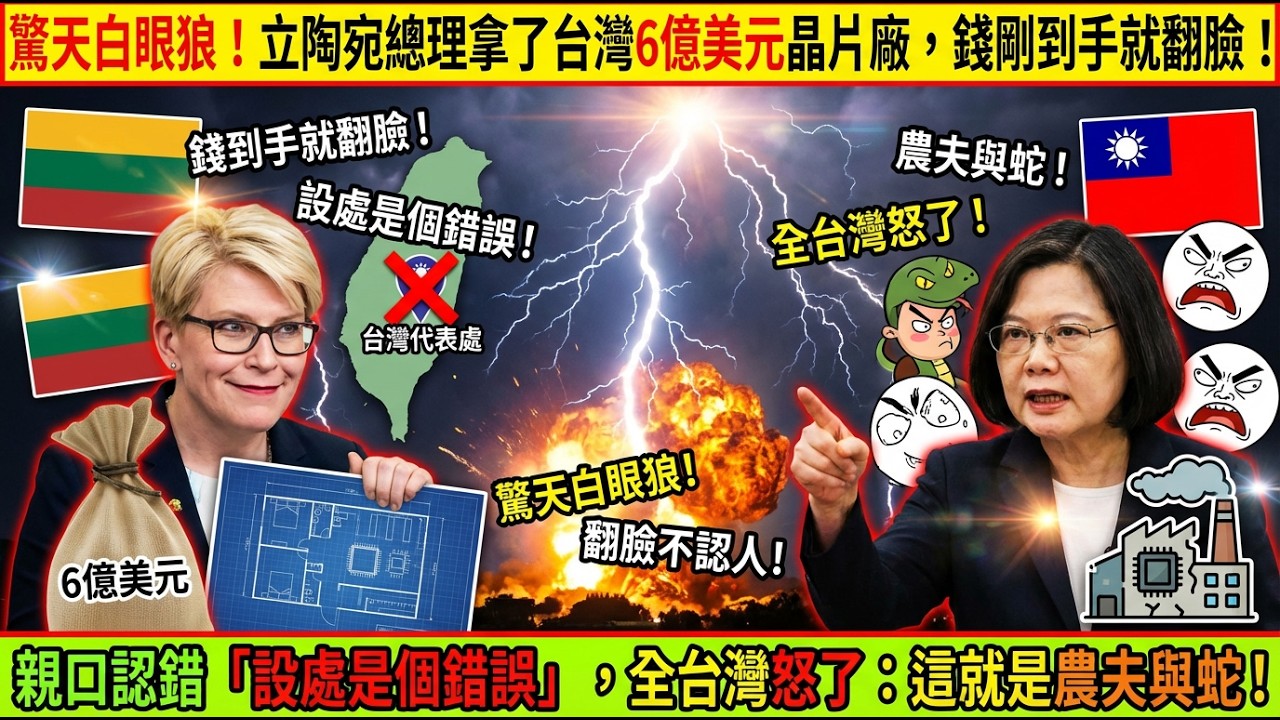 驚天白眼狼！立陶宛總理拿了台灣6億美元晶片廠，錢剛到手就翻臉！親口認錯「設處是個錯誤」，全台灣怒了：這就是農夫與蛇！