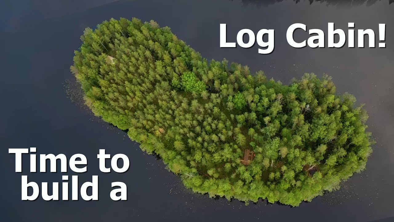 Building a Traditional Log Cabin On Our Island Ep.1 (Surviving off the land + Hand Tool Digging)