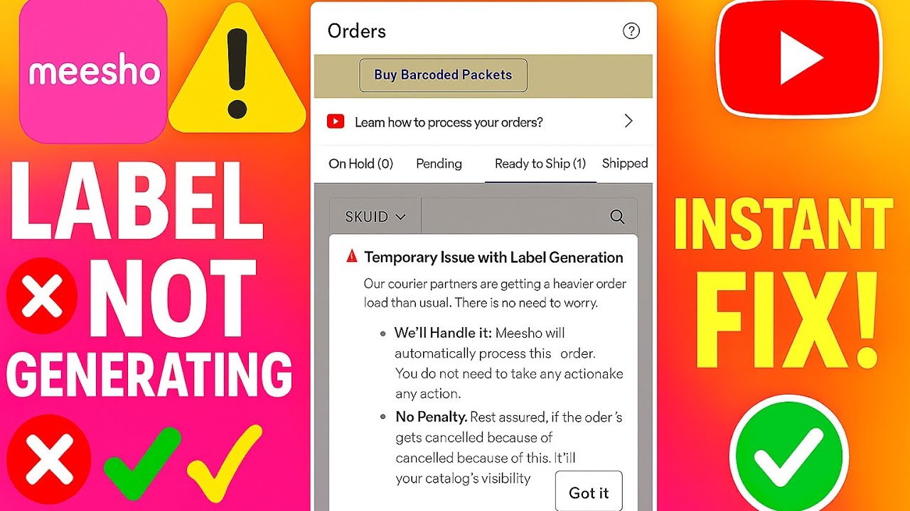 📦 MEESHO LABEL NOT GENERATING PROBLEM SOLVED IN 1 MINUTE! | 100% Working Solution Step by Step 2025
