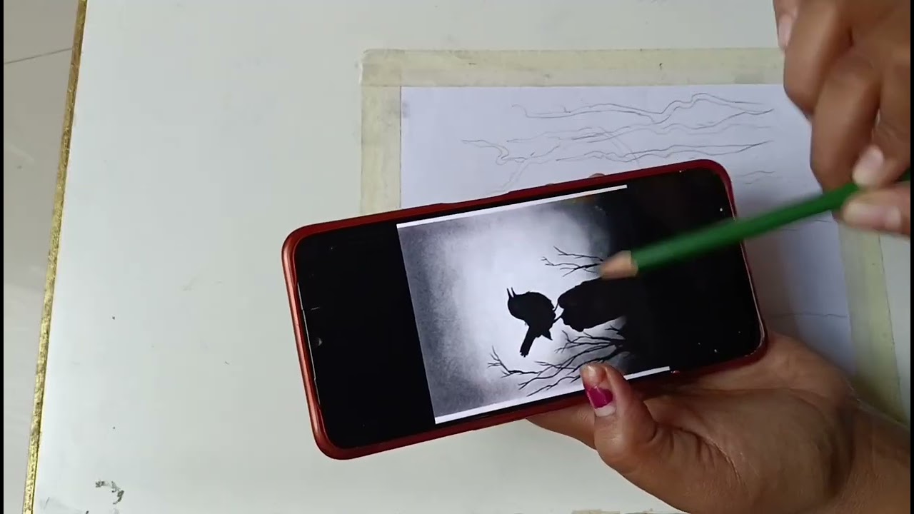 SPARROW WITH DRY TREES! #dreamartist #art #charcoaldrawing #charcoalpainting #charcoalart 