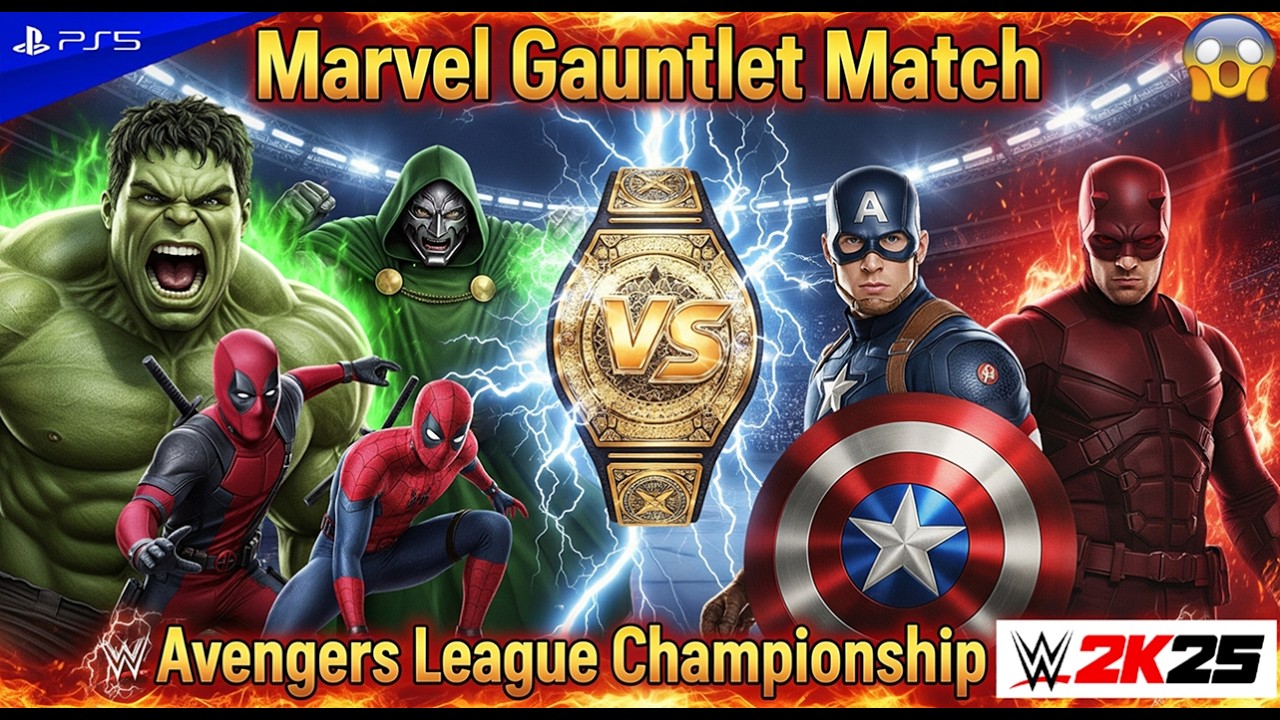 Who Survives? Marvel Gauntlet Match for the Avengers League Championship🔥🔥🔥 |#wwe #ps5 #wwe2k25