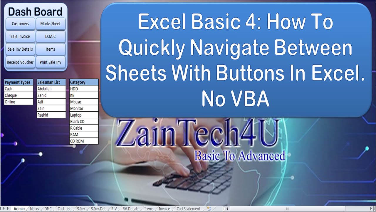 Excel Basics 4. How To Quickly Navigate Between Sheets With Buttons In Excel | Hyperlink In Excel