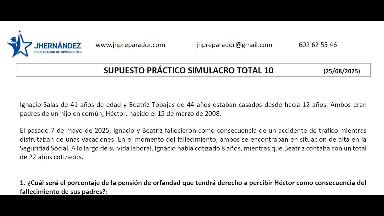 Supuesto Práctico Administrativo Seguridad Social