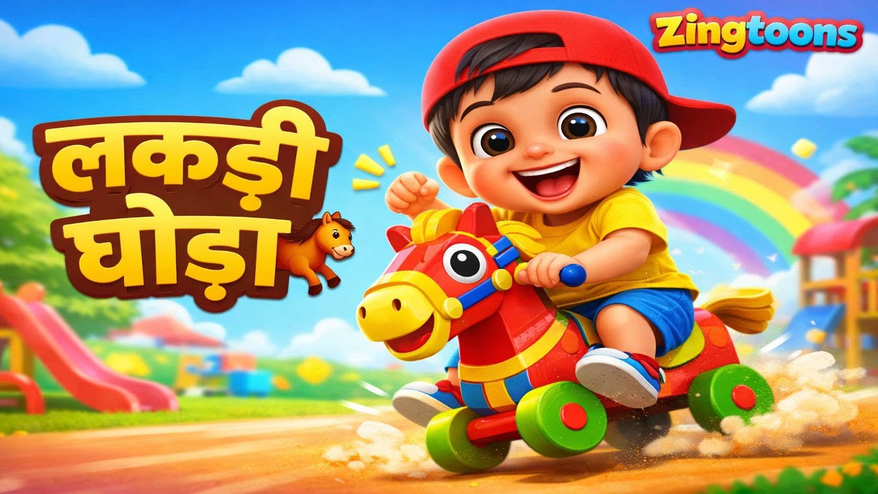 लकड़ी का घोड़ा 🐎| Hindi Kids Rhyme | 3D Cartoon Nursery Rhymes for Kids