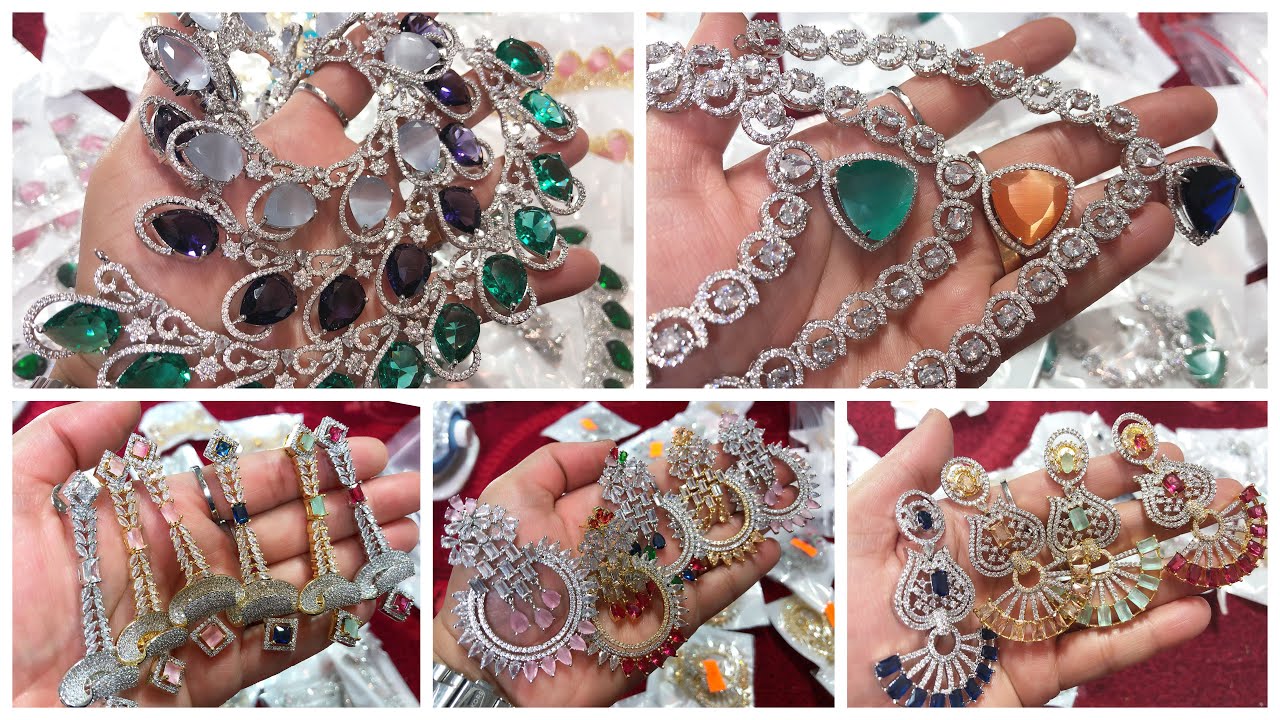 Designer AD Doublet & GLass Stone Jewelry Designs 2023/ AD Jewelry Wholesale Market In Pakistan