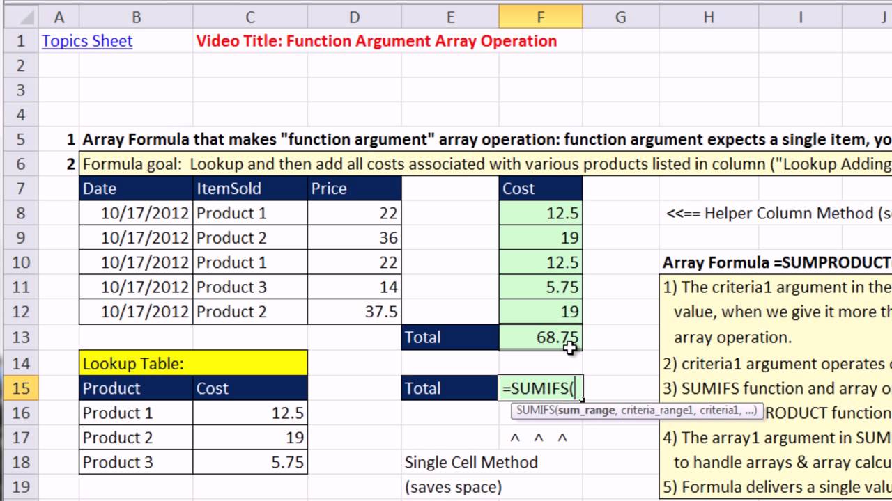 Ctrl + Shift + Enter: Excel Array Formulas #05: Function Argument Array Operations