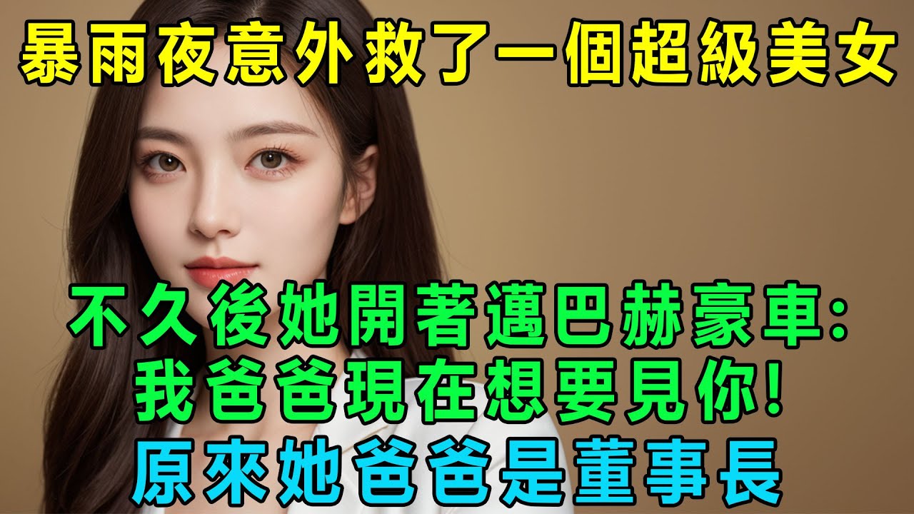 暴雨夜意外救了一個超級美女，不久後她開著邁巴赫豪車：我爸爸現在想要見你！原來她爸爸是董事長！