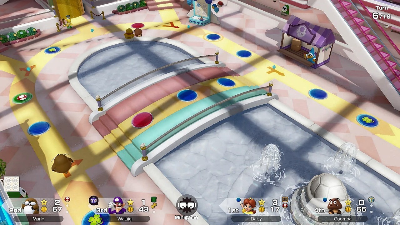 Super Mario Party Jamboree #347 Rainbow Galleria Monty Mole vs Goomba vs Waluigi vs Daisy