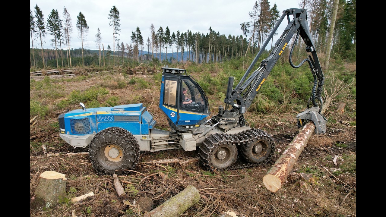 🌲4K| Rottne & Sound • Rottne H20 • Harvester im Sturmholz • DroneView • Loggingmachine • Action🌲