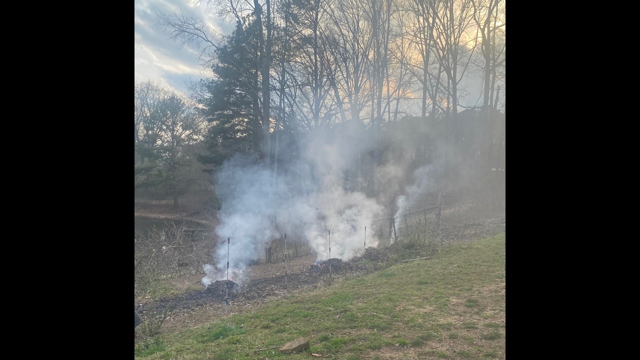 Burning leaves /and garden tour
