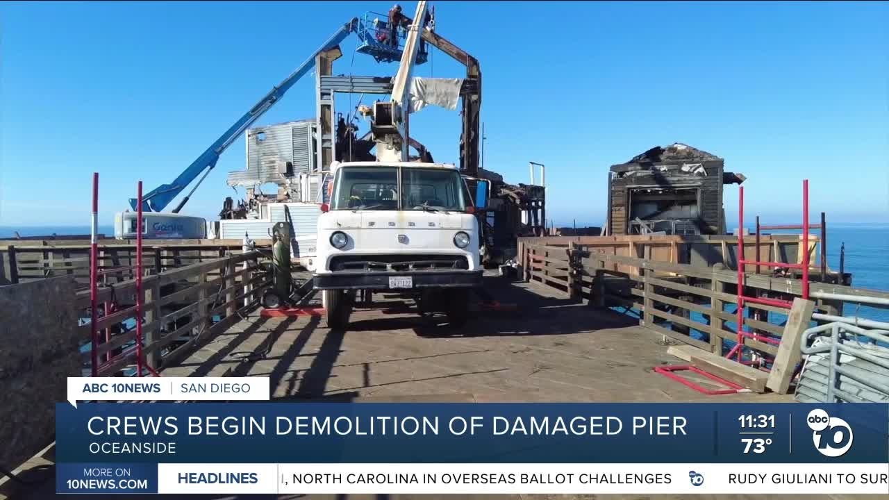 Demolition on Oceanside Pier begins