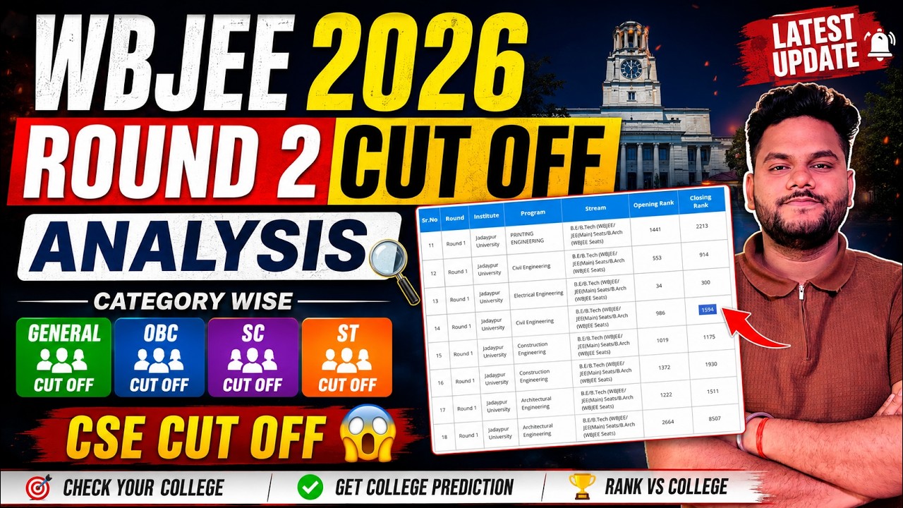 WBJEE 2026 Round 2 Cut-Off Analysis🚨 | CSE, AIML & IT Cut-Off | Jadavpur, Kalyani, Heritage, Techno