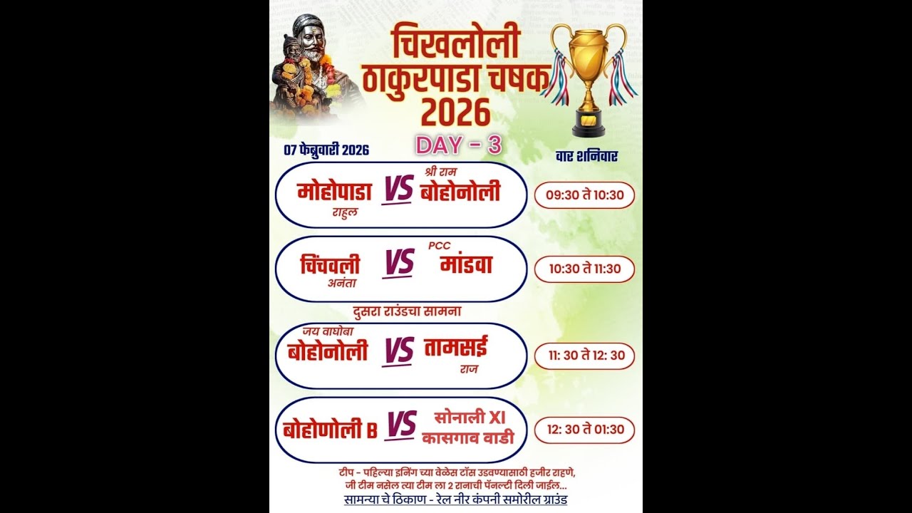 जय हनुमान चिखलोली ठाकुरपाडा चषक २०२६ #day_3