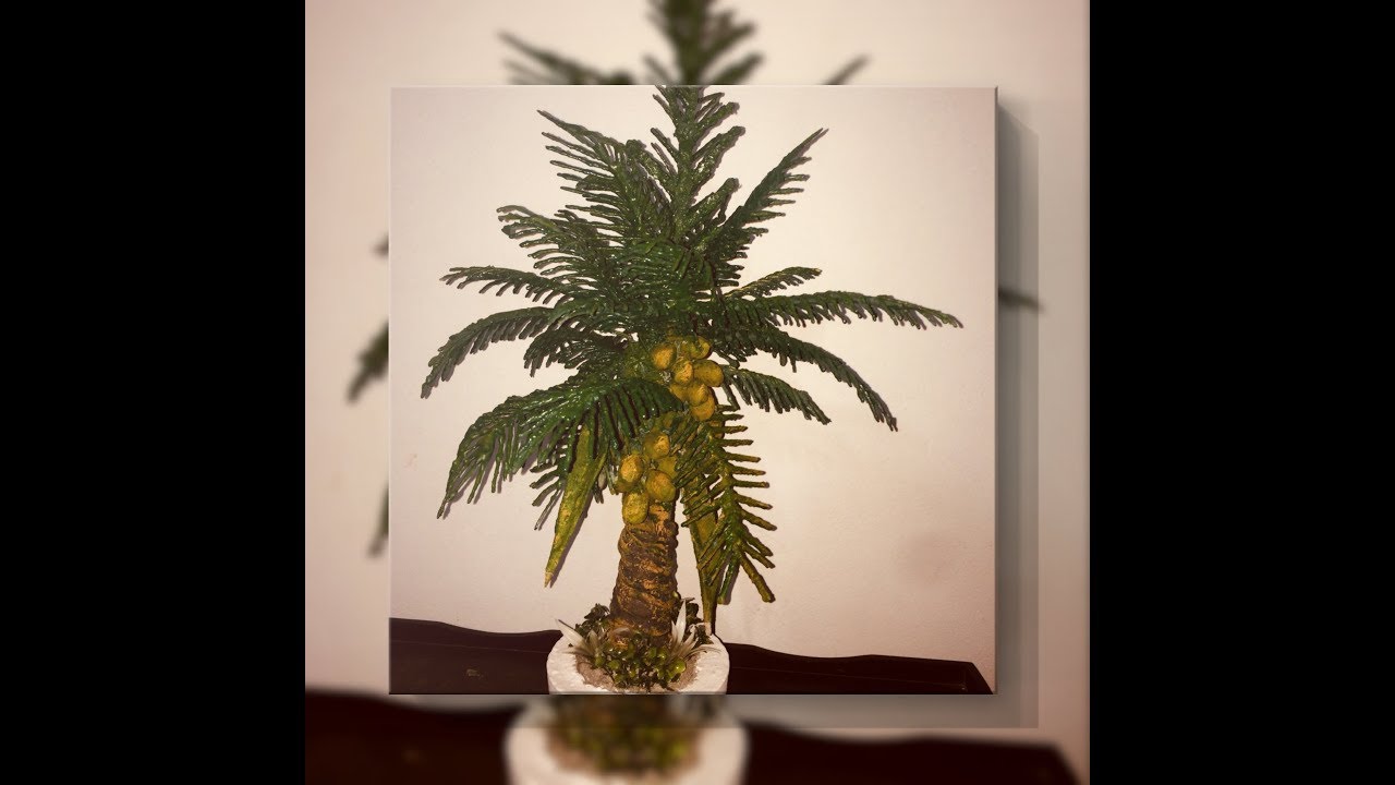 🌴 UM COQUEIRO DECORATIVO QUE VOCÊ NUNCA VIU feito com cimento areia tecido arame e cano