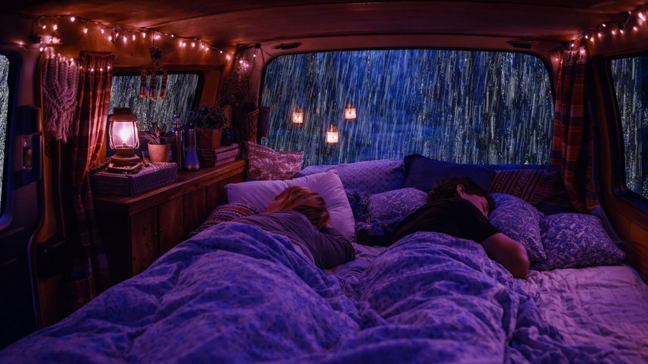 Cozy Car Rain Sounds for Sleeping 🌧️ Soft Rain and Gentle Thunder Release Tension
