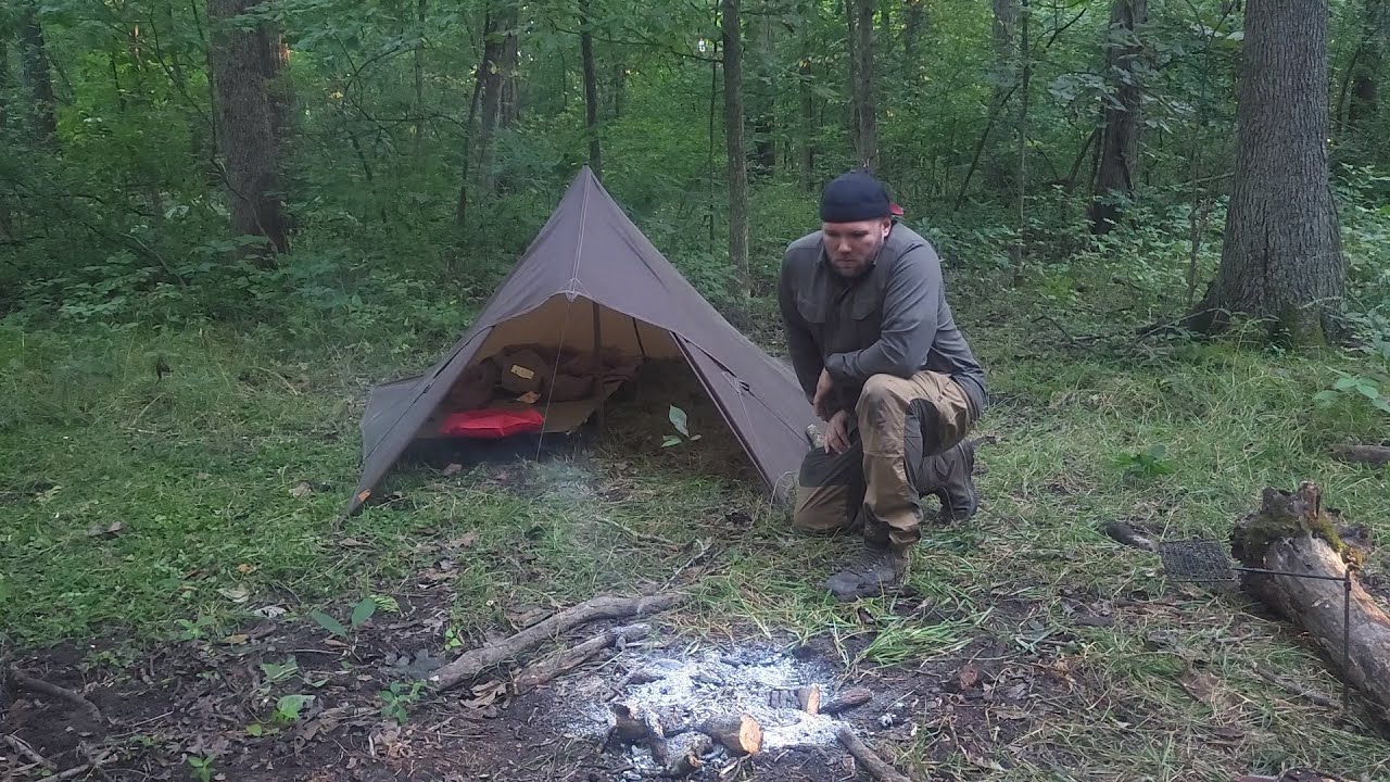 Solo Overnight In An Oilskin Tarp Tent