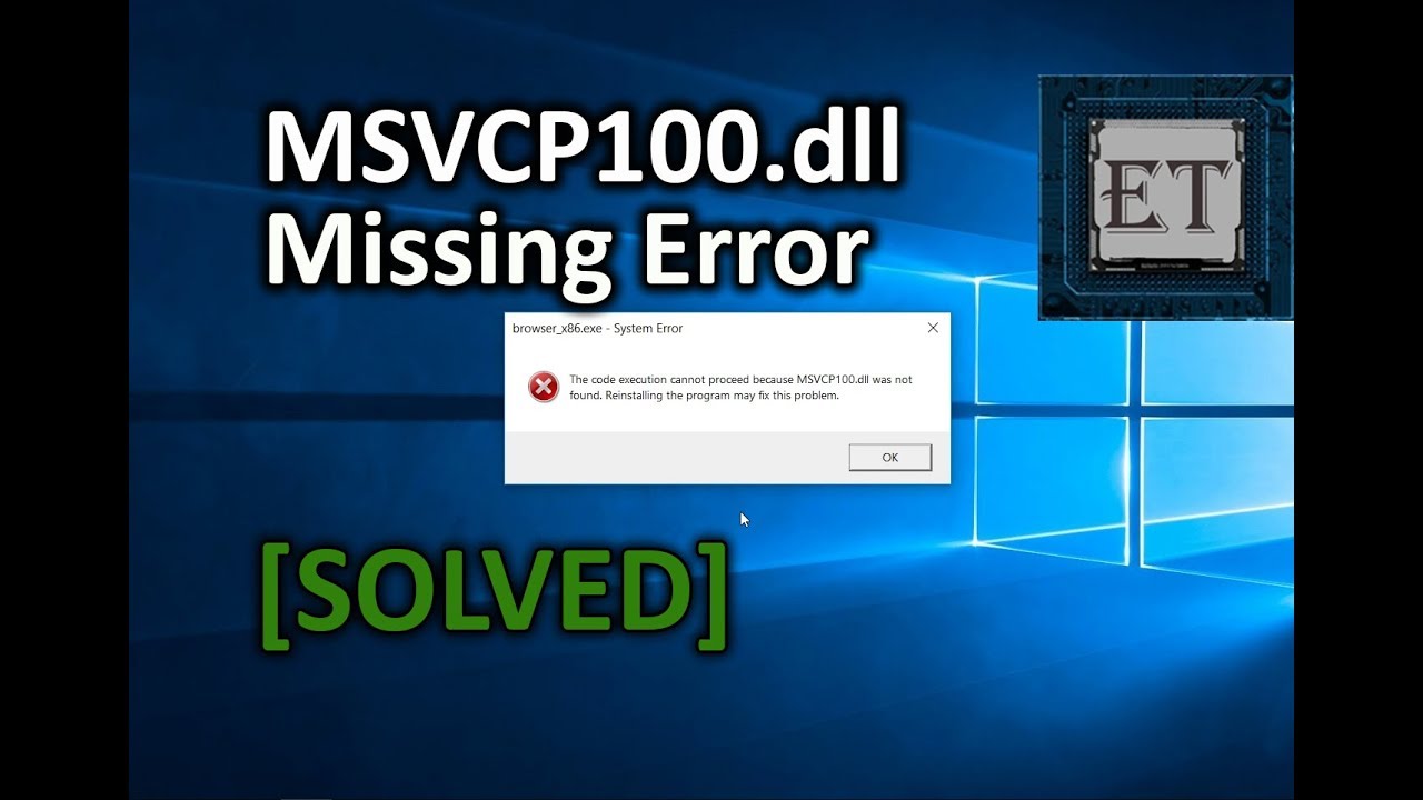 [Решено] Как исправить ошибку отсутствия MSVCP100.dll в Windows 11, 10, 8.1, 8, 7 — простое решение