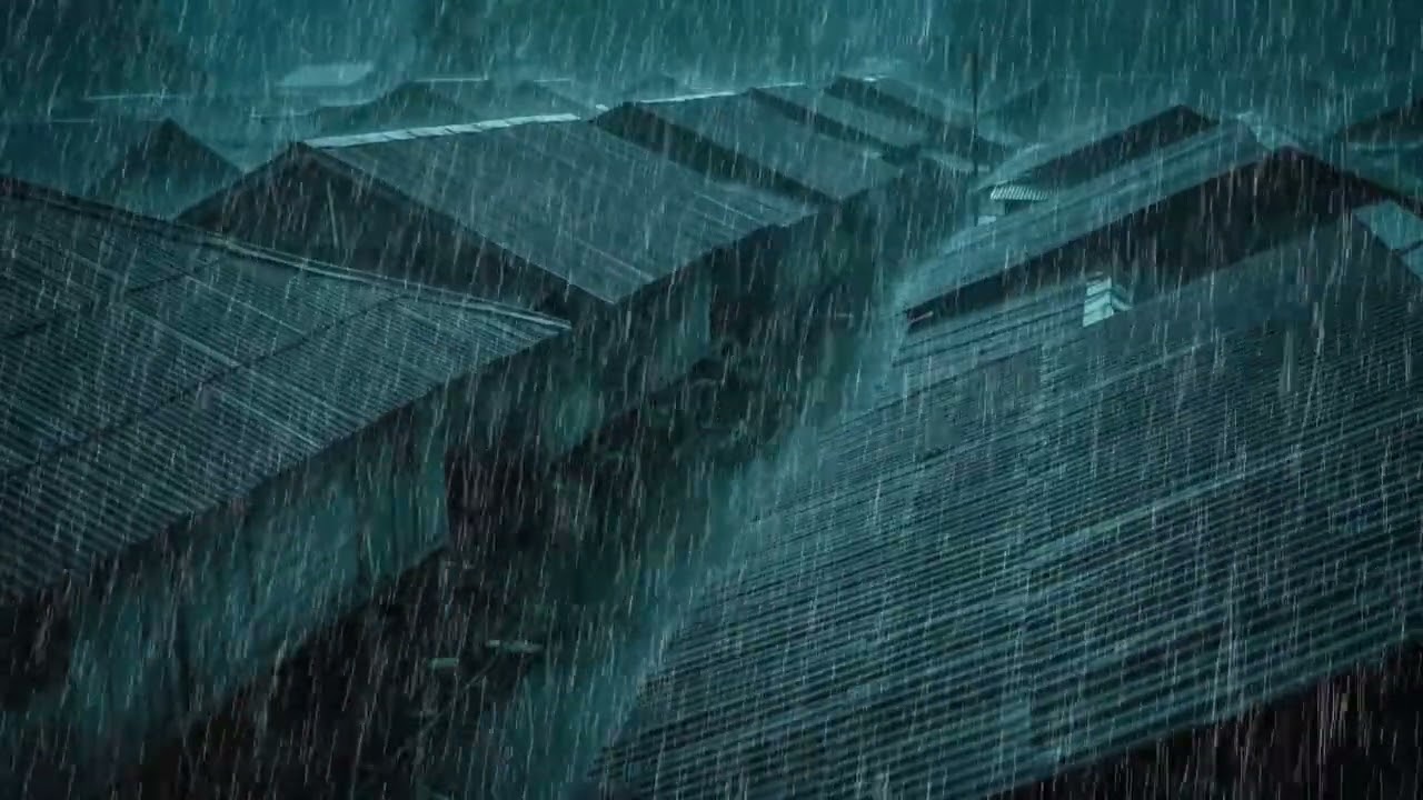 No Ads Rain Sounds for Sleeping - ASMR Extreme Rainfall On Tin Roof to Stop Thoughts Fast