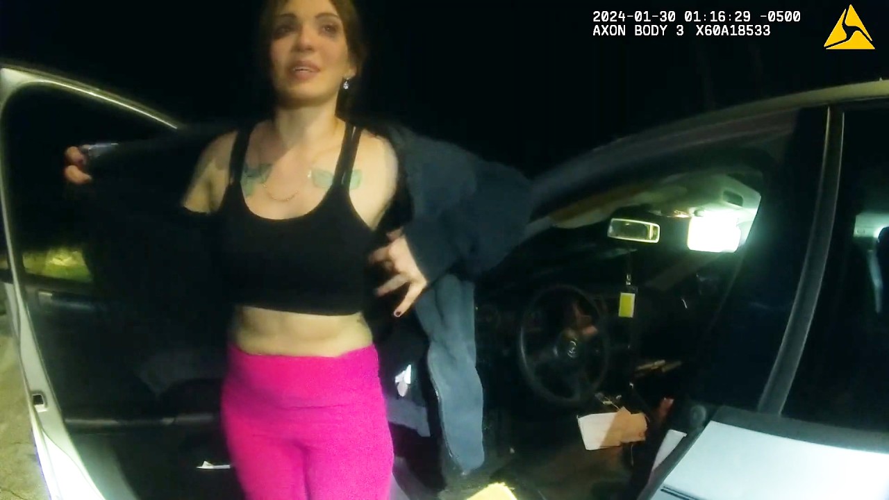 Bodycam DUI Arrest &mdash; Young Intoxicated Woman Blames a Truck Accident for Her Swaying