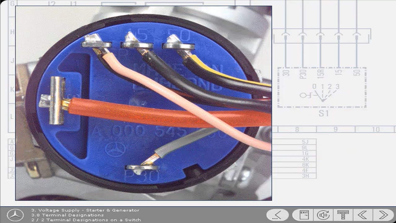 voltage supply wiring to starter and Generator in Mercedes trucks