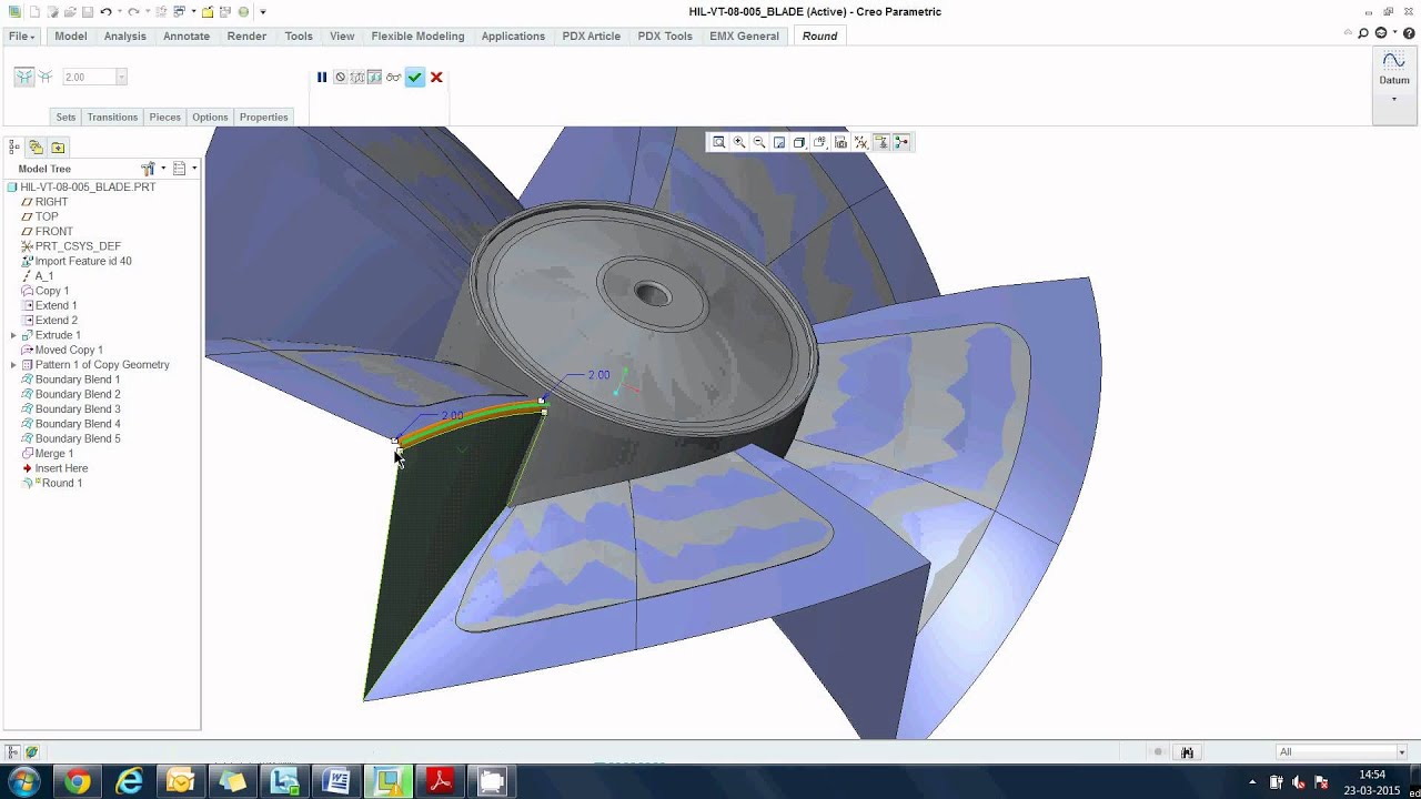 PTC Creo Parametric : Create Manual Parting Surface of Axial Fan Model