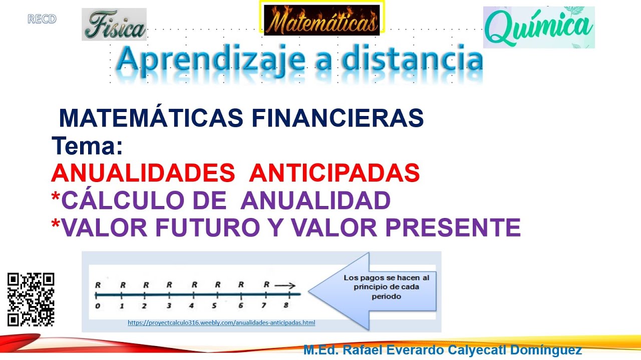 ANUALIDADES ANTICIPADAS,  CÁLCULO DE LA ANUALIDAD, VALOR FUTURO Y VALOPR PRESENTE