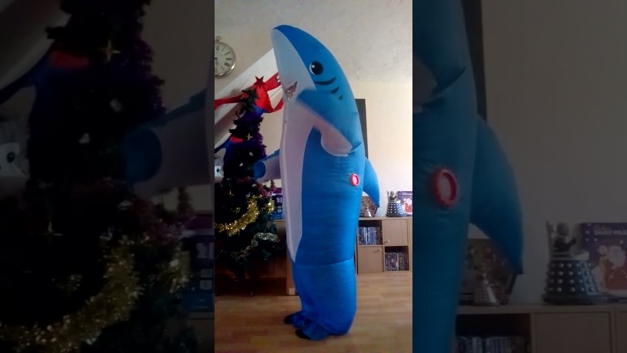 Inflatable Shark 🦈 Costume Adults Animal Mascot Birthday Cosplay Party Suit In Light Blue