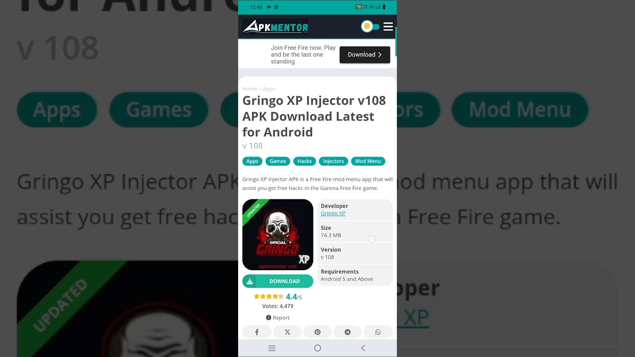 GRINGO XP HACK V108 OB47 MOD MENU DOWNLOAD 😇 #HACK #GRINGOXPHQCKV108 #FREEFIREHACK