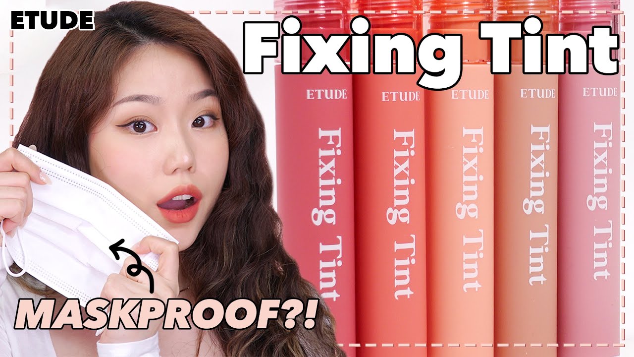 MASKPROOF !! Etude House NEW FIXING TINTS all color swatch / smear test / maskproof tint