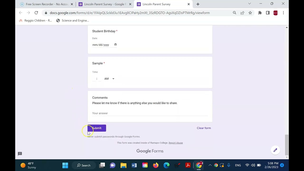Google Forms: Form Settings