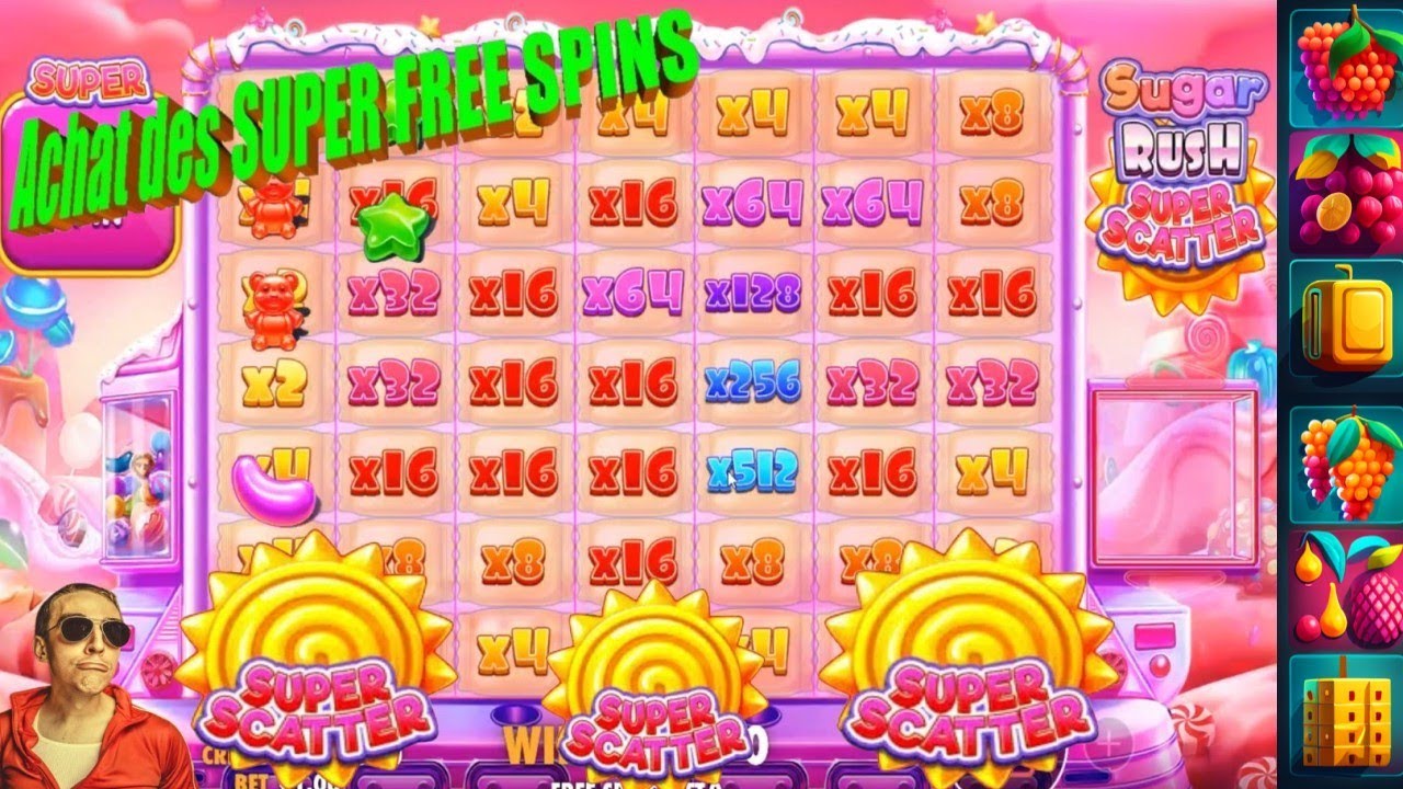 Machine à sous : SUGAR RUSH SUPER SCATTER 🧸 Achat du bonus : SUPER FREE SPINS 🧸