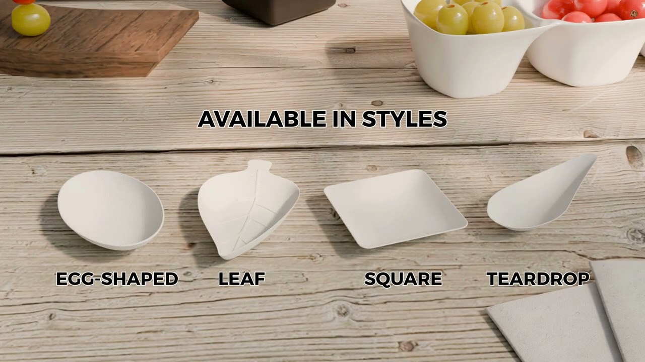 Best Eco-Friendly Tasting Dishes for Events | Leaf, Egg, Teardrop, Square