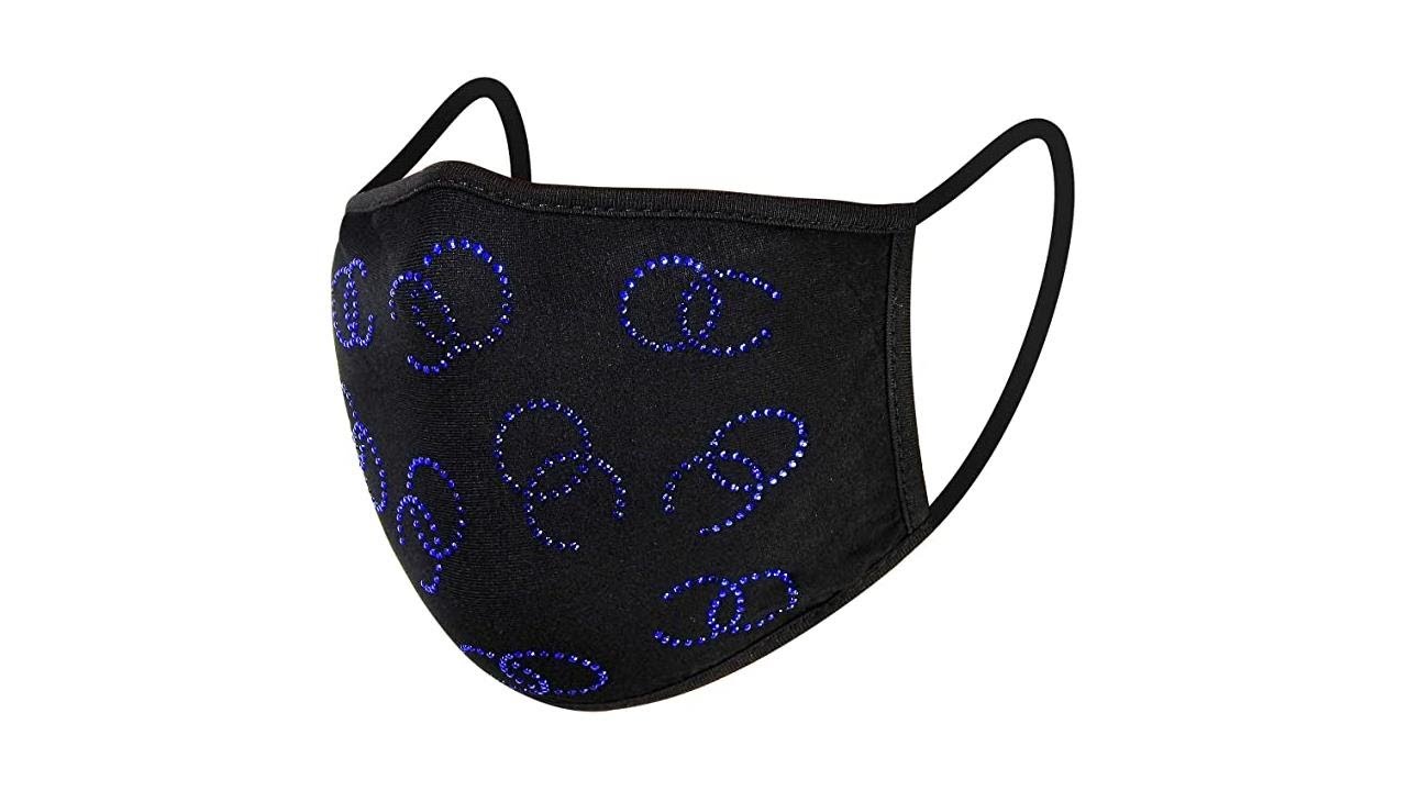 Strobody Sparkly Rhinestone Mask, Bling Crystal Black Masquerade Clubwear Halloween Cloth Masks for